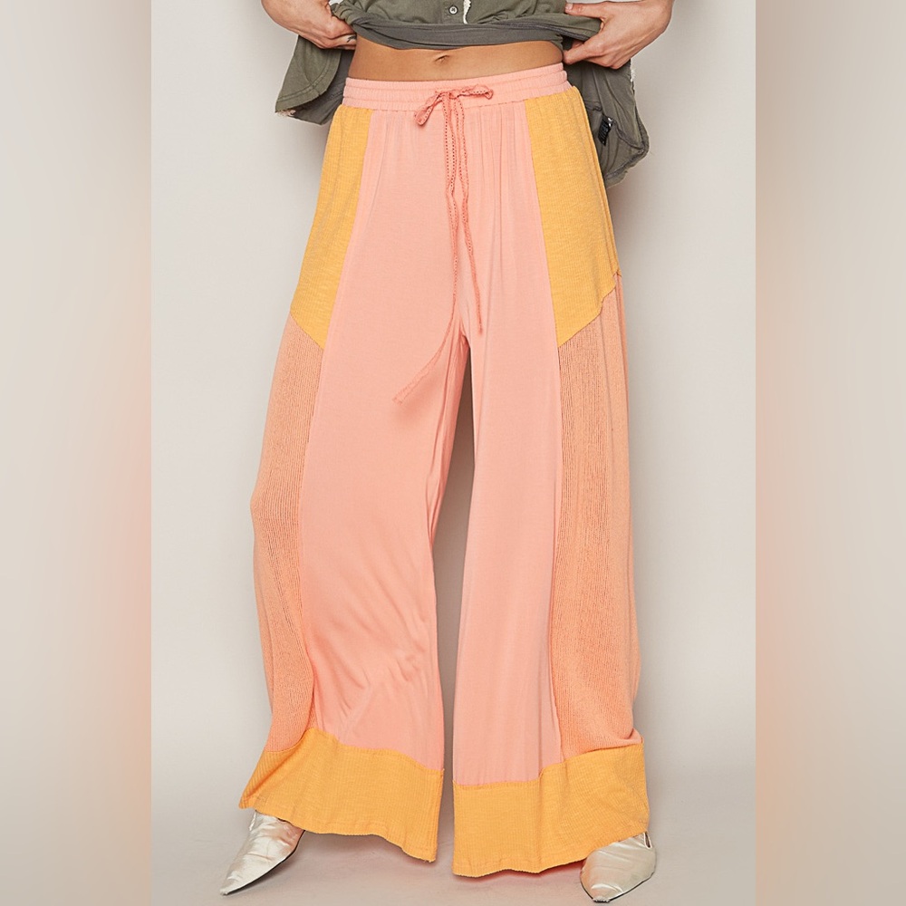 POL Wide Leg Pants in Vibrant Peach